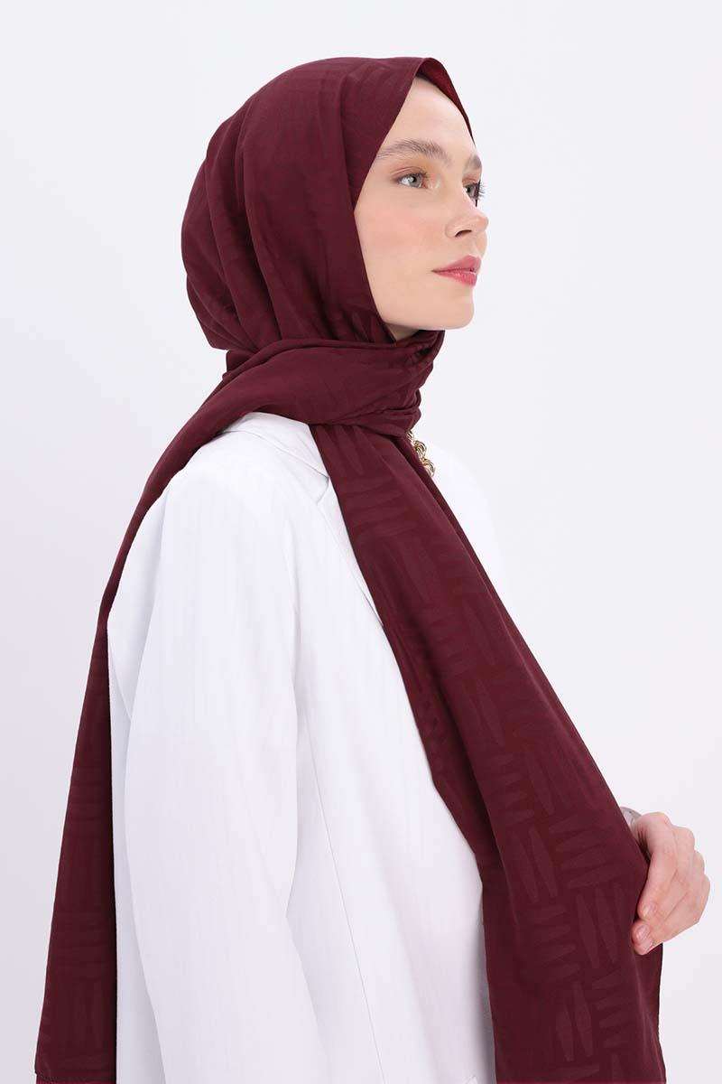 Bordo-Desenli Jakar Şal