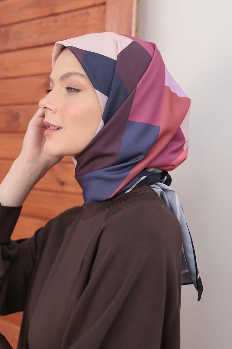 شال بنقشة بورجوندي - قطن فسكوز