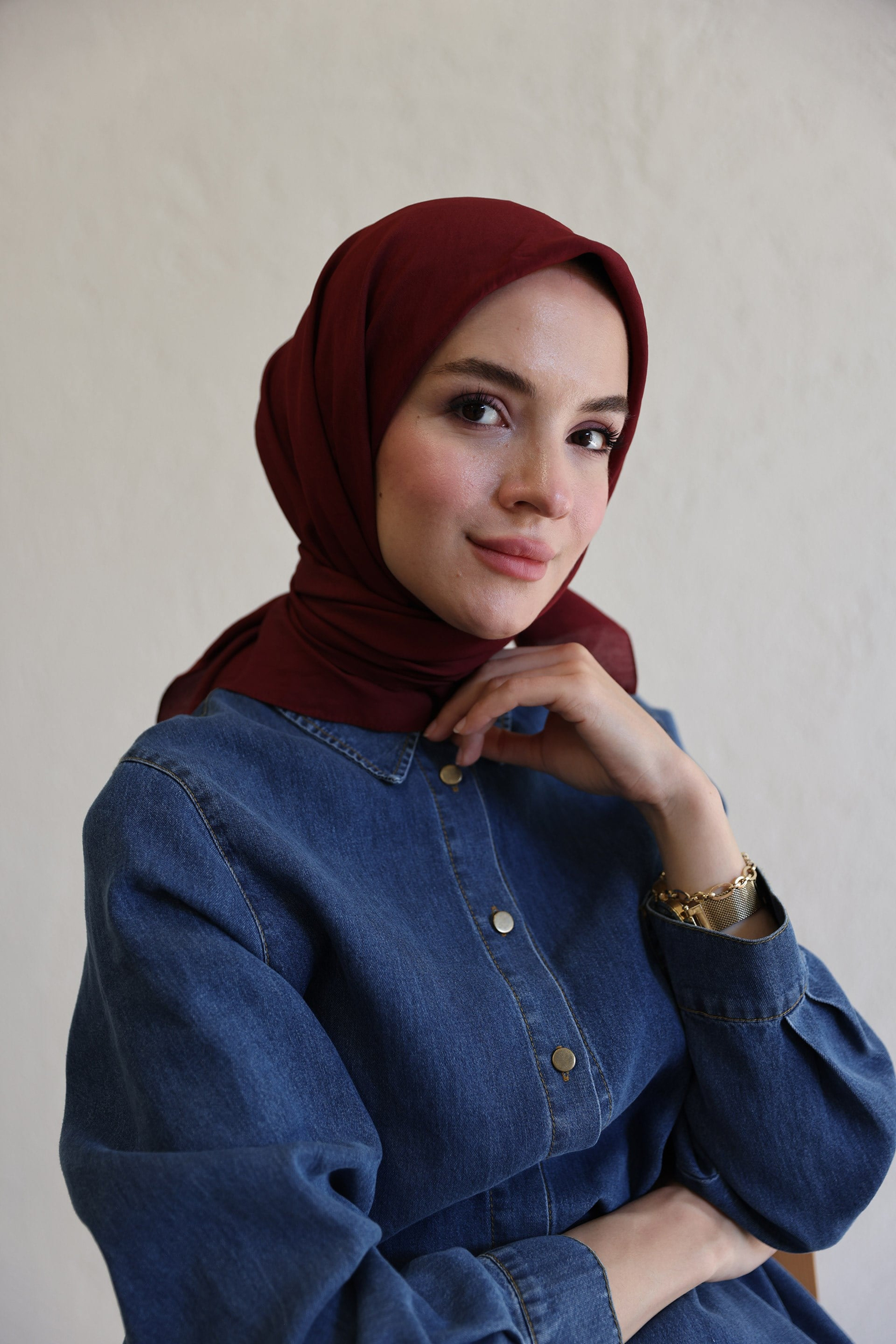 Bordo-Floş Viskon Eşarp