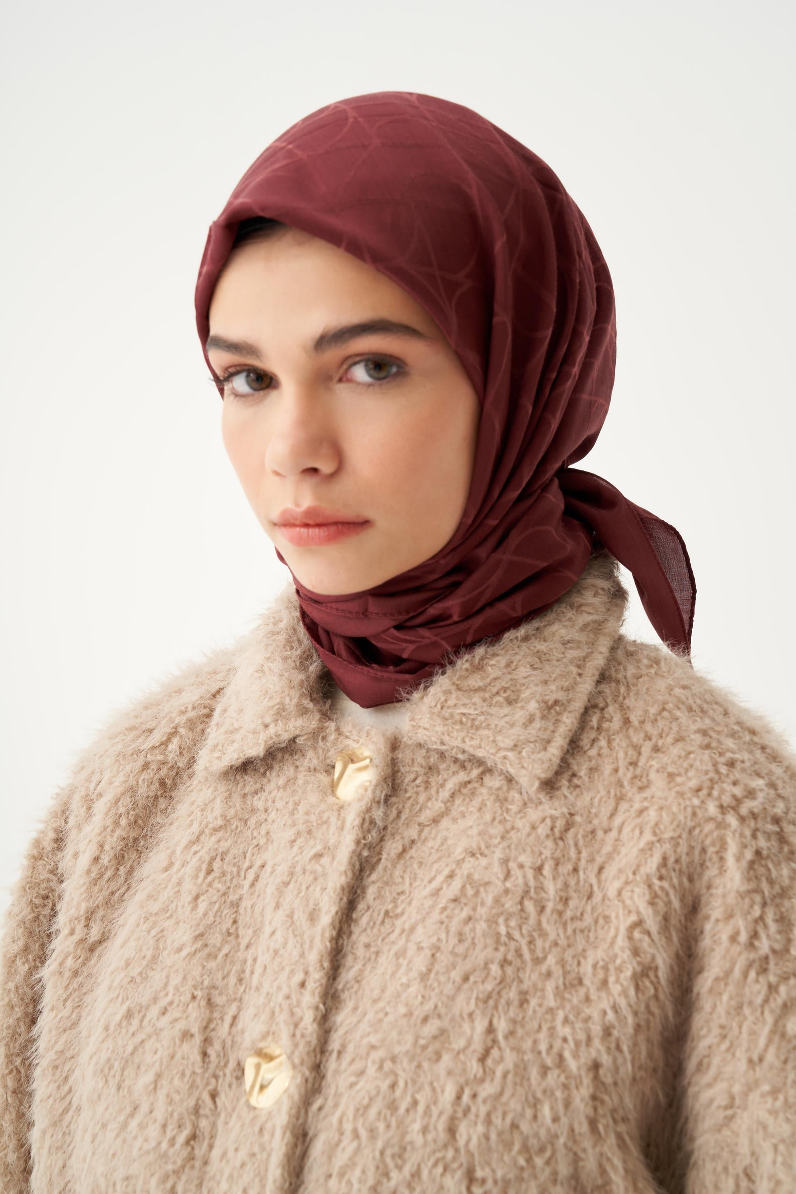 Bordo-İpek Eşarp