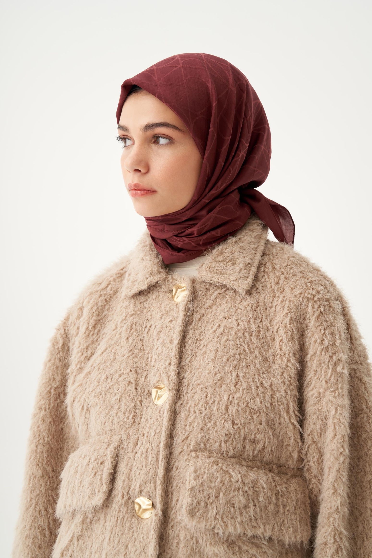 Bordo-İpek Eşarp
