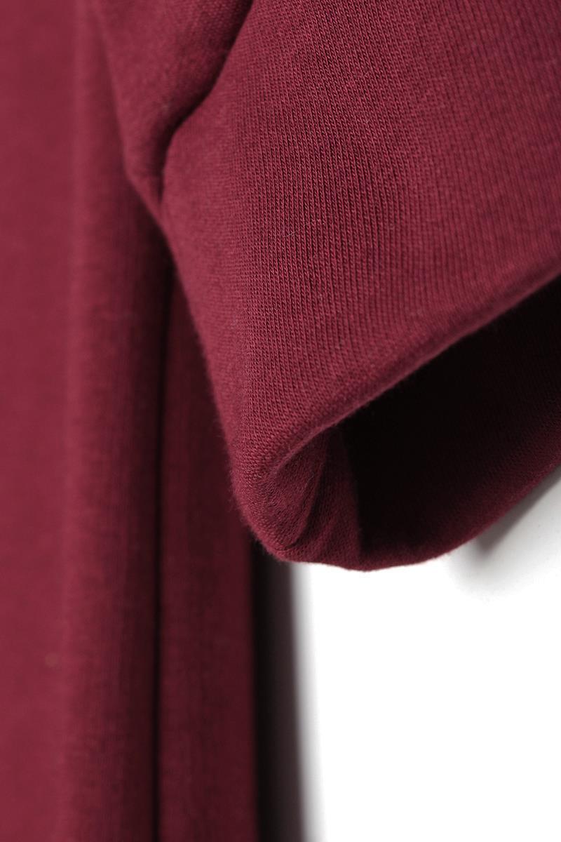 Bordo-Kapüşonlu Basic Elbise
