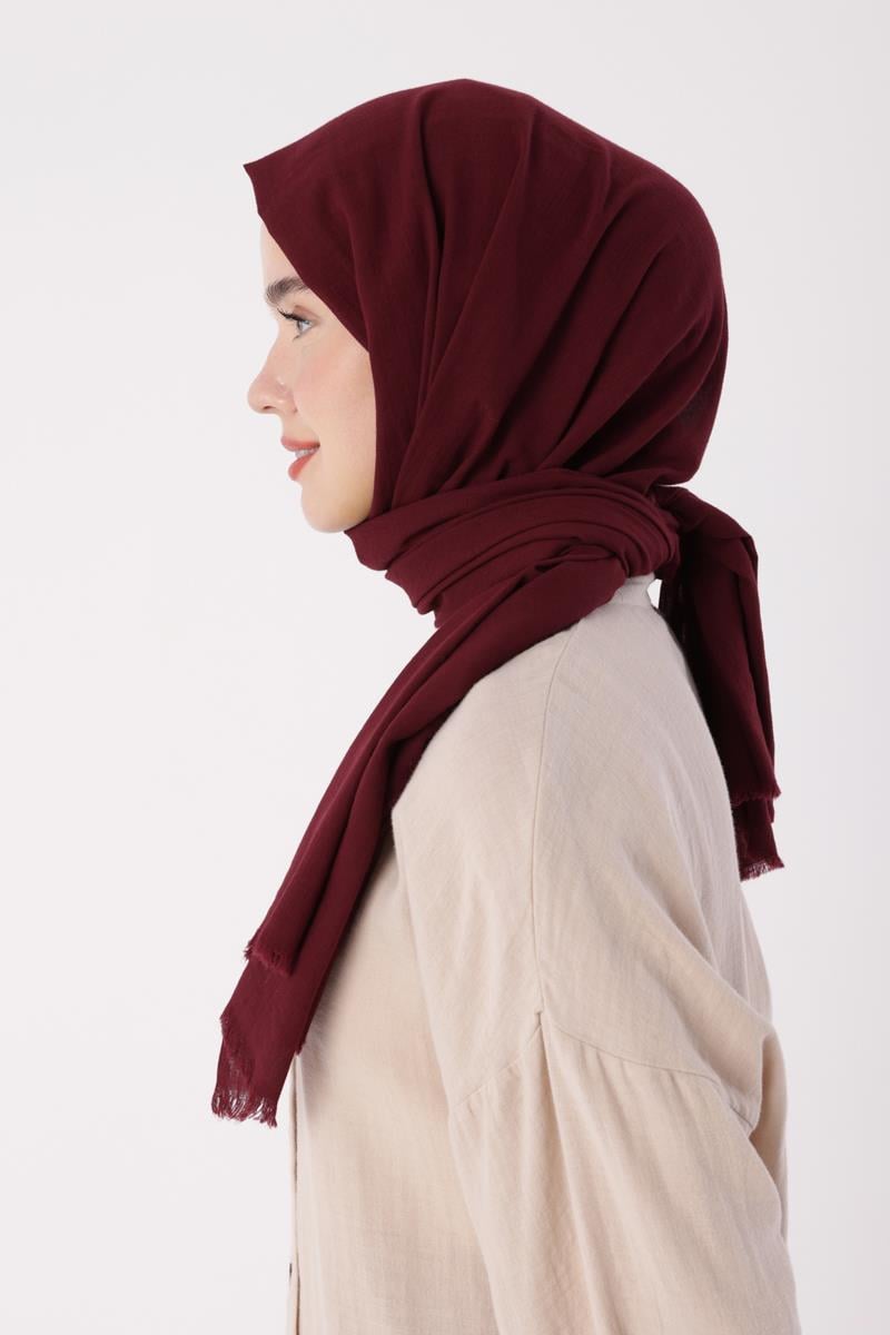 Bordo-Naturel Pamuk Şal
