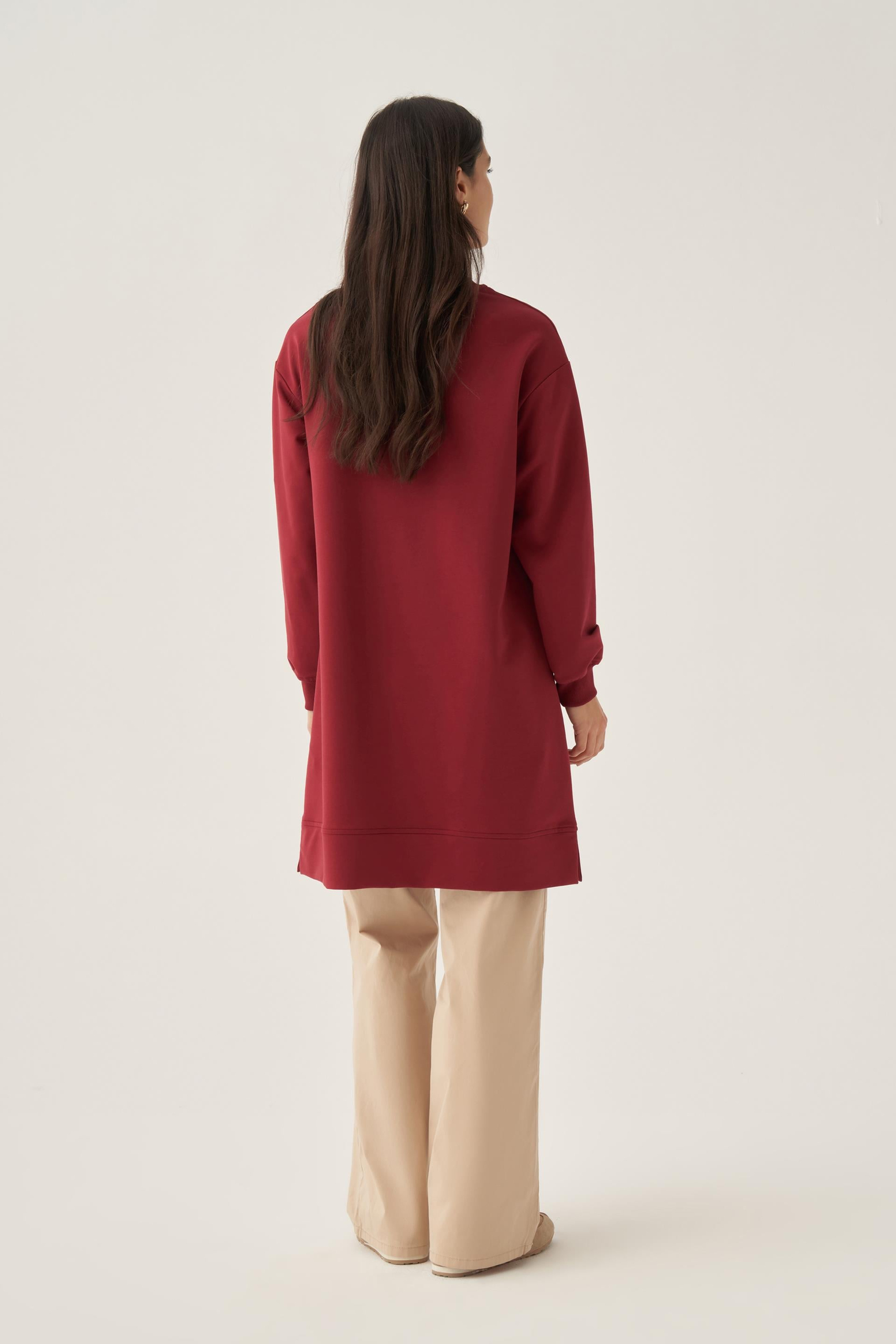 Bordo-Pamuklu Droplu Sweat