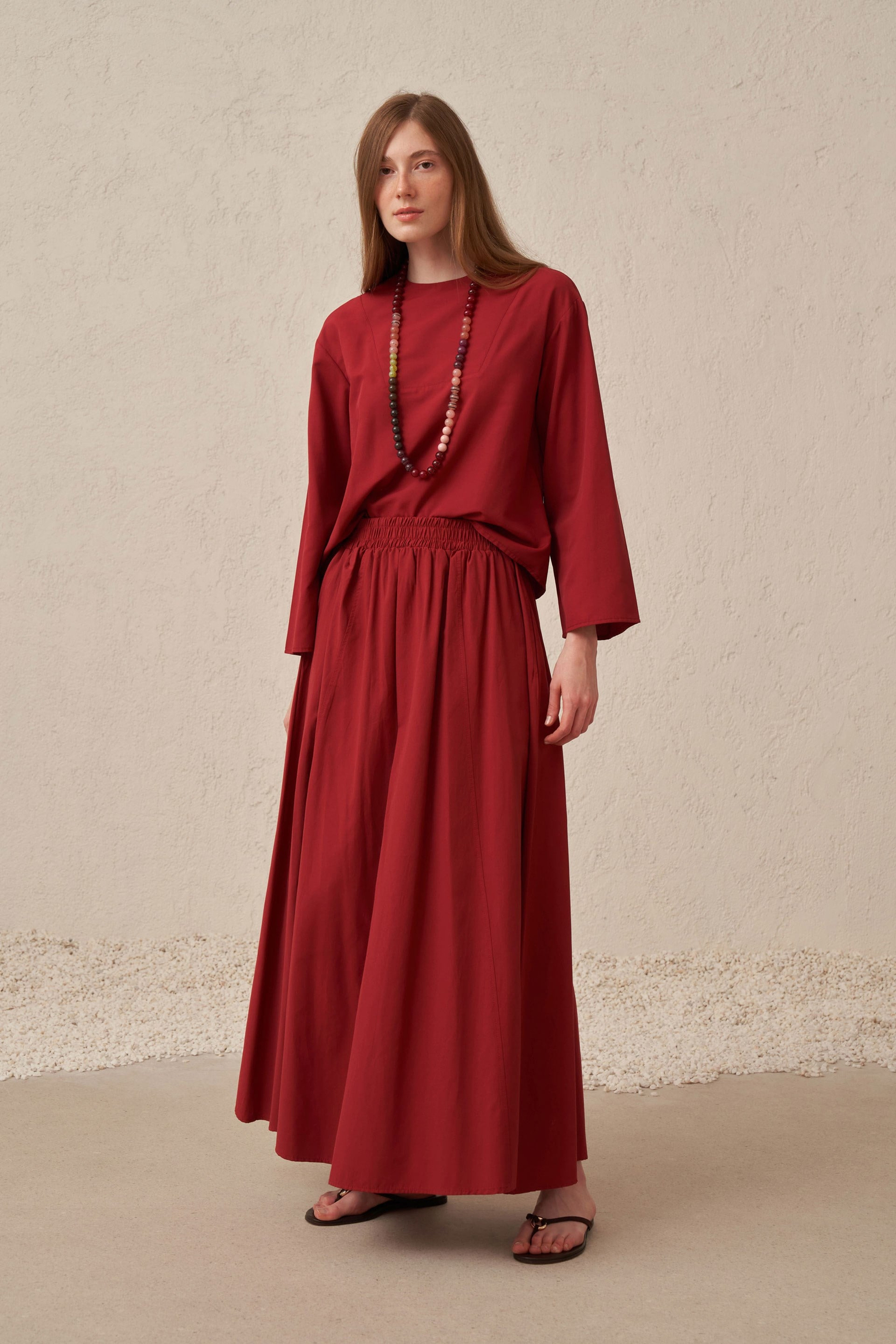 Burgundy Poplin Skirt
