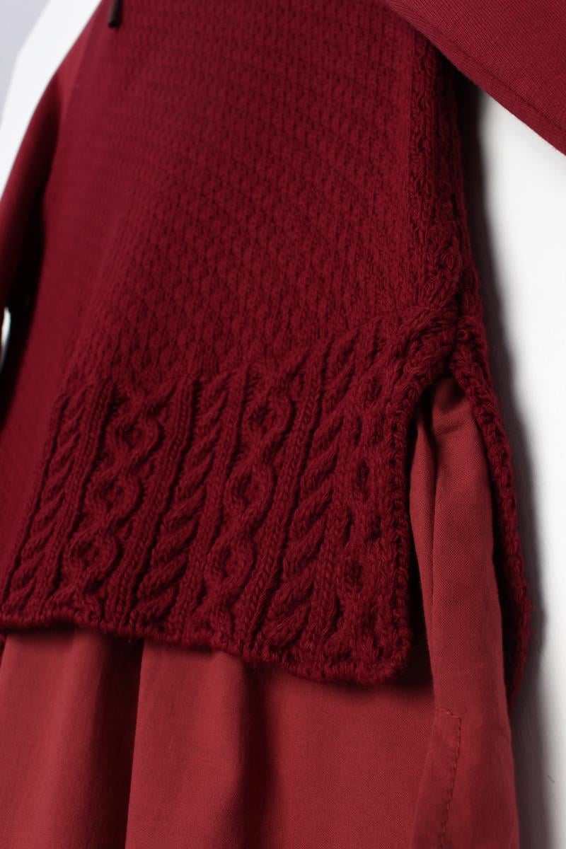 Bordo-Triko Garnili Kapüşonlu Sweatshirt