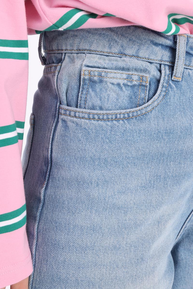 Buz Mavi Tint-%100 Pamuk Boru Paça Denim Pantolon