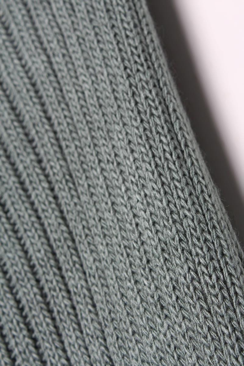 Cardigan tricoté long à ceinture côtelée vert