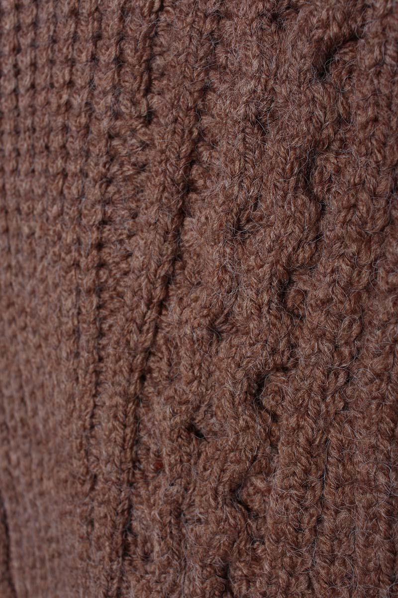 Camel-Braided Turtleneck Sweater