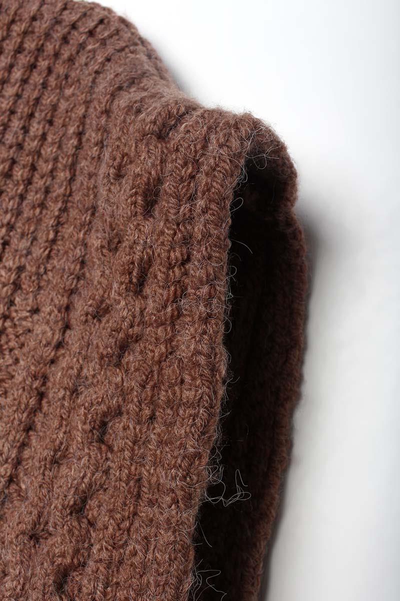 Camel-Braided Turtleneck Sweater