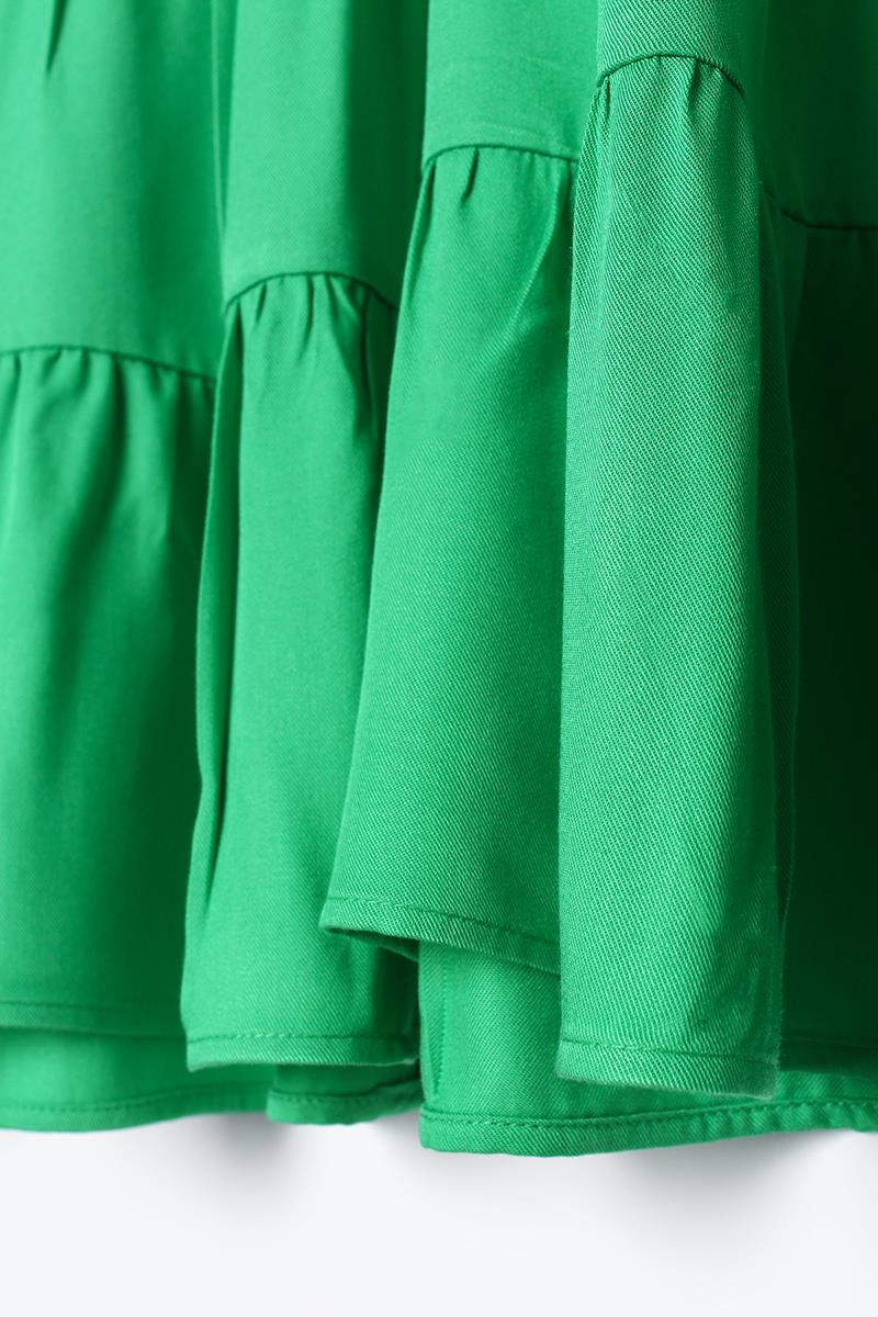 Tunique à manches volantées et col demi-patte de fabrication vert herbe