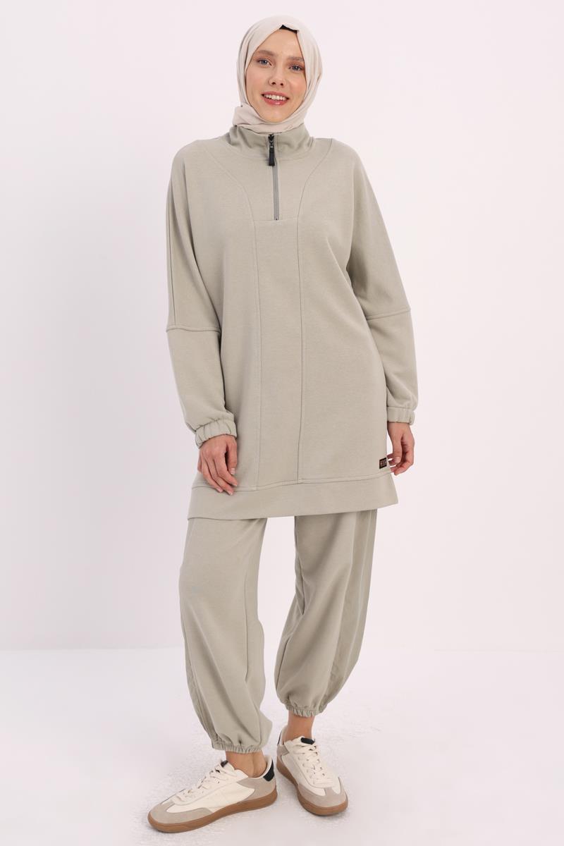 Defne-DİK YAKALI FERMUARLI SWEAT TUNİK