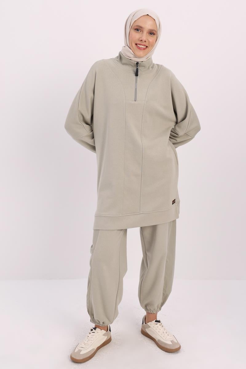 Defne-DİK YAKALI FERMUARLI SWEAT TUNİK