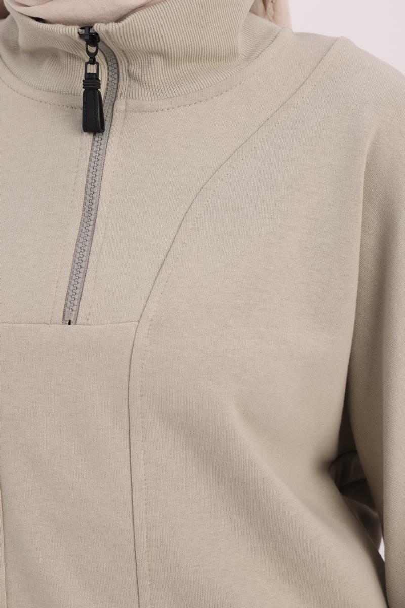 Defne-DİK YAKALI FERMUARLI SWEAT TUNİK