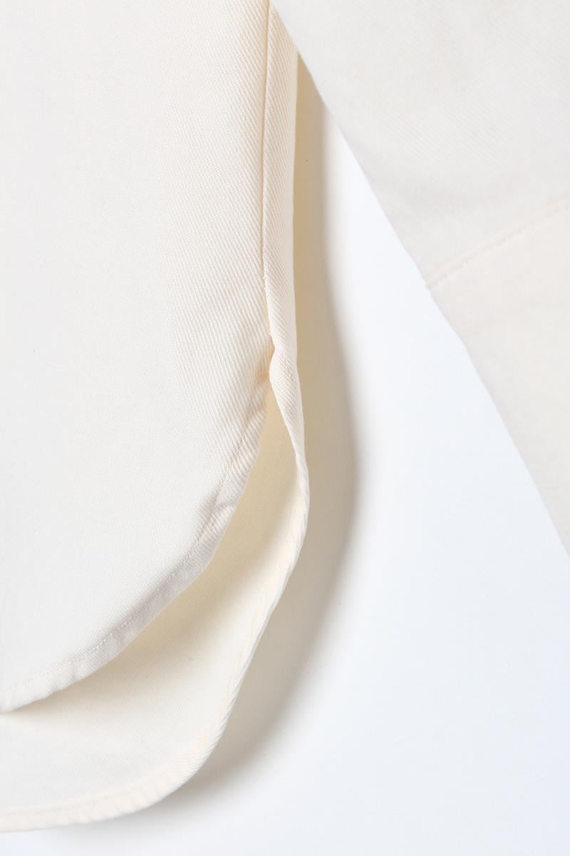 Ekru-%100 Pamuk Oversize Cepli Gömlek Tunik