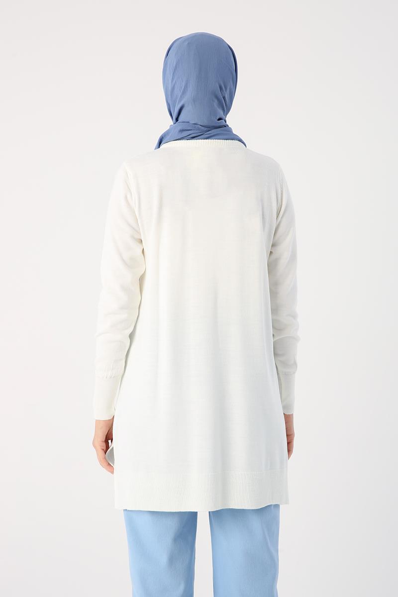 Ekru-Bisiklet Yaka Triko Tunik