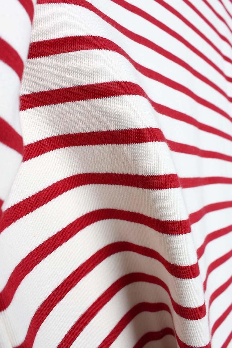 Ekru-Bordo-Çizgili Oversize Sweatshirt