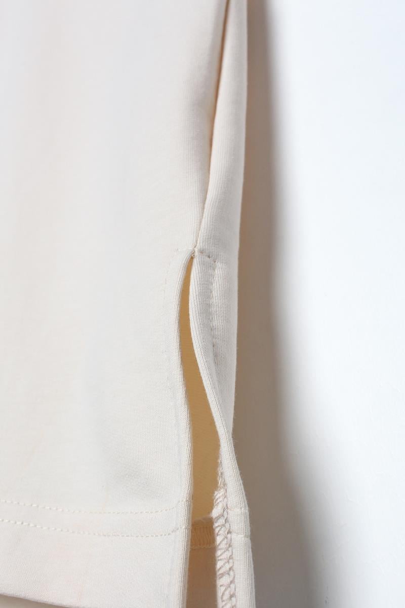Ekru-Deri Garnili Kapüşonlu Sweat Tunik