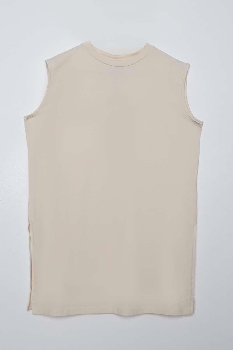 Ecru-Sleeveless Underwear Tshirt
