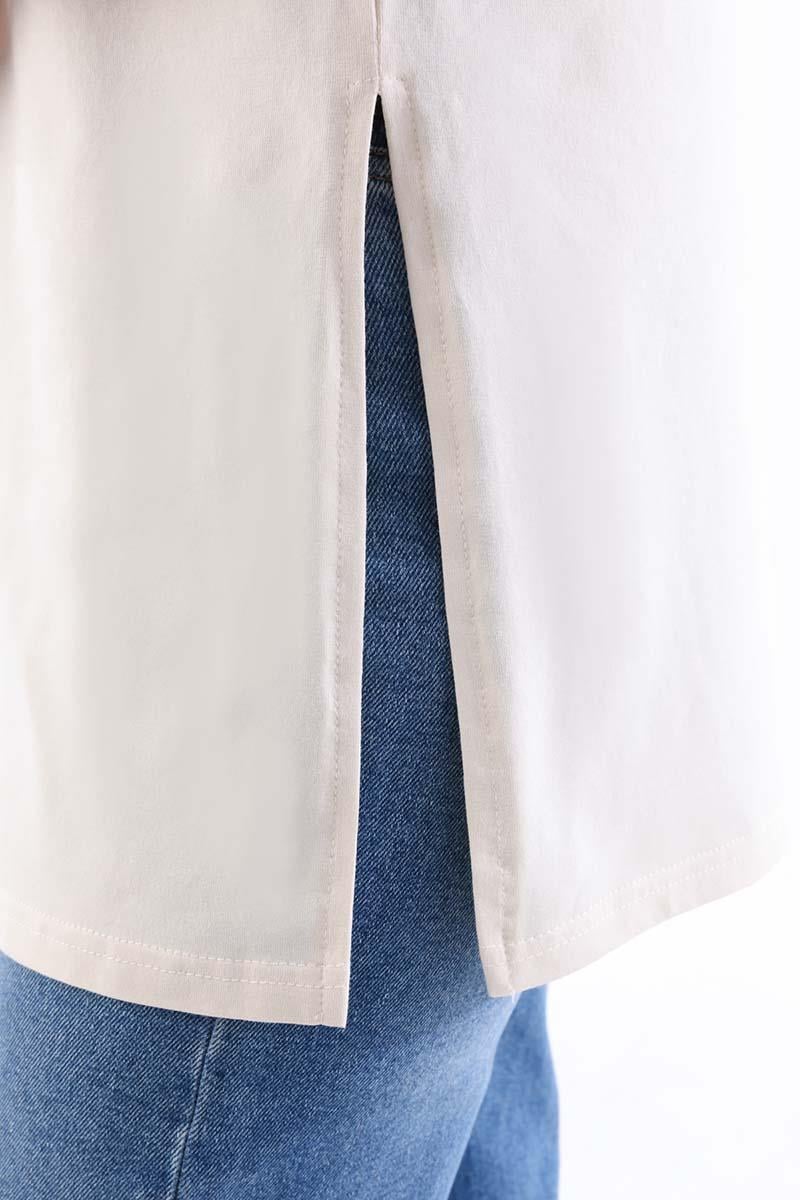 Ecru-Sleeveless Underwear Tshirt