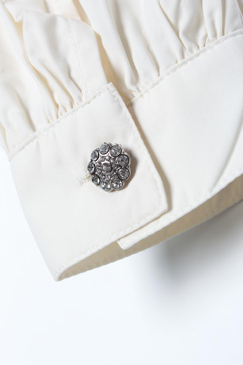 Ecru-Ribbed Collarless Cotton Tunic