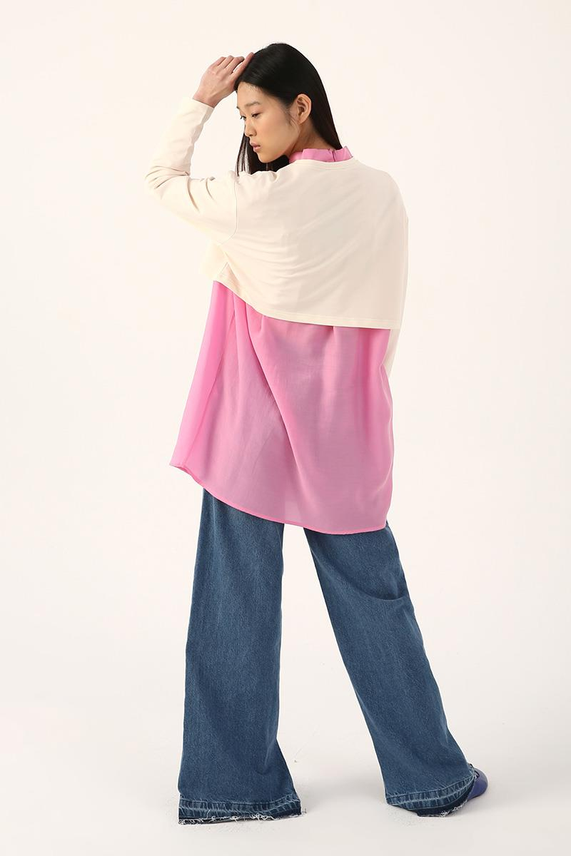 Ecru01-Crew Neck Long Sleeve Crop