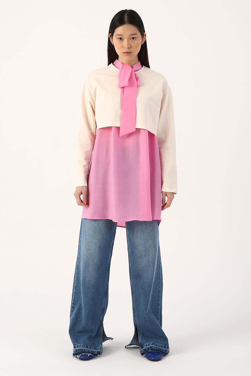 Ecru01-Crew Neck Long Sleeve Crop