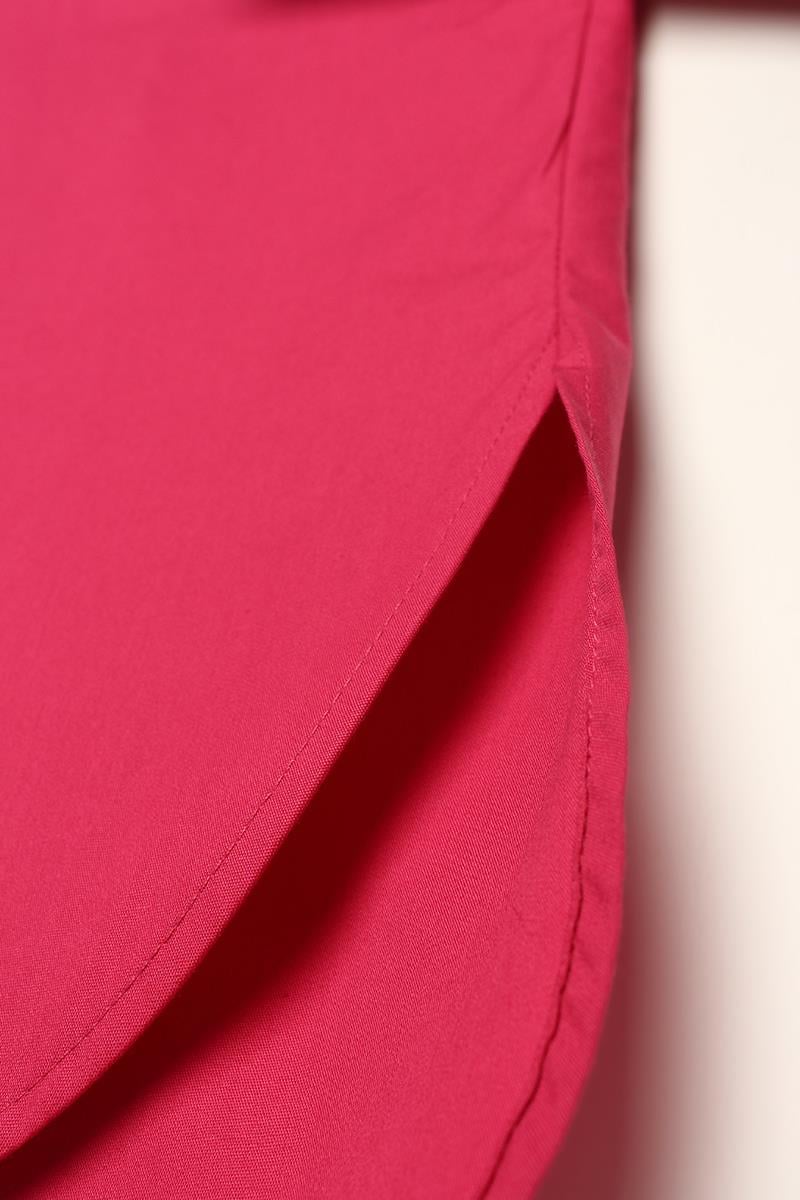 Fuşya-Oversize Cepli Gömlek Tunik