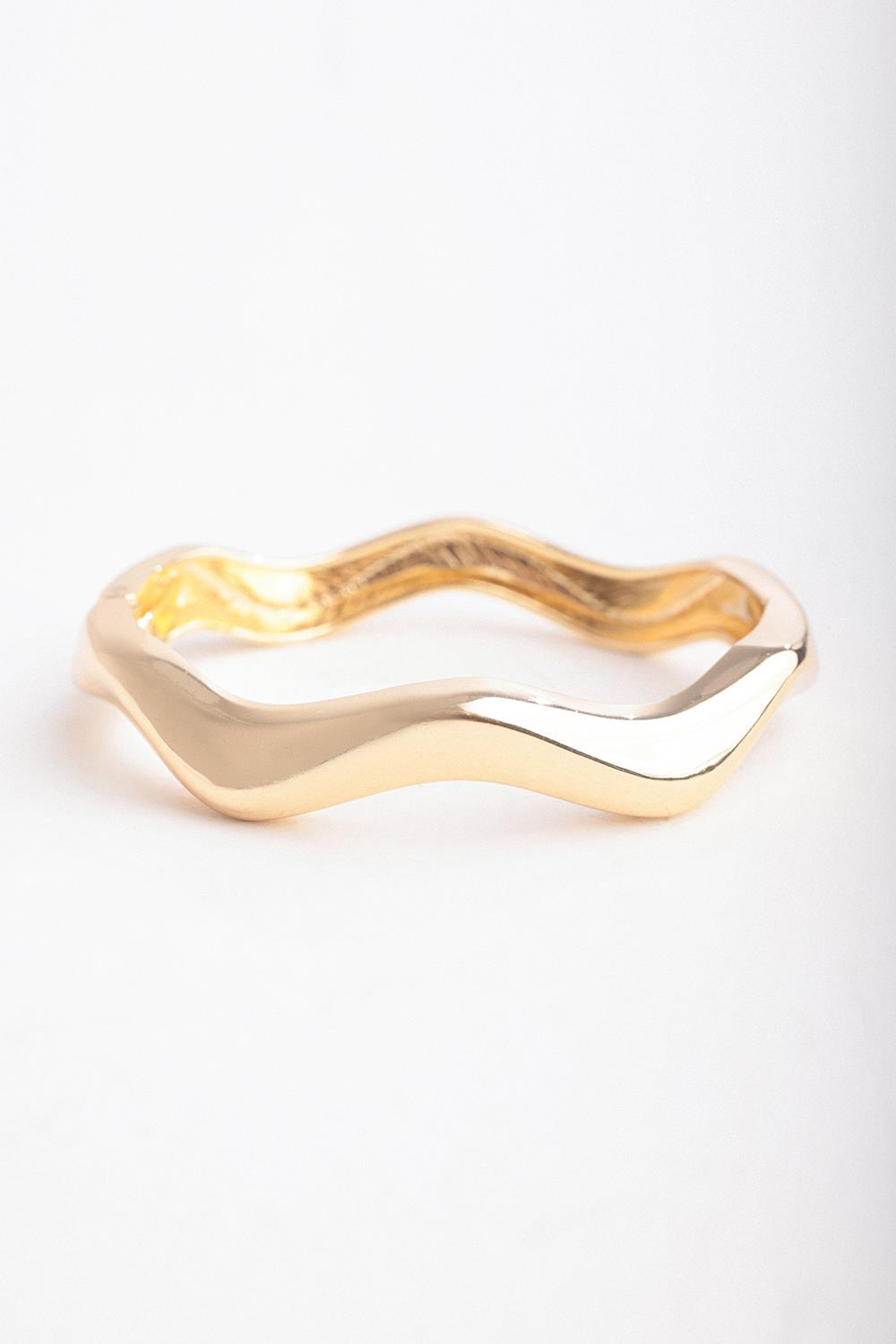 Gold-Dalgalı Kelepçe Bileklik