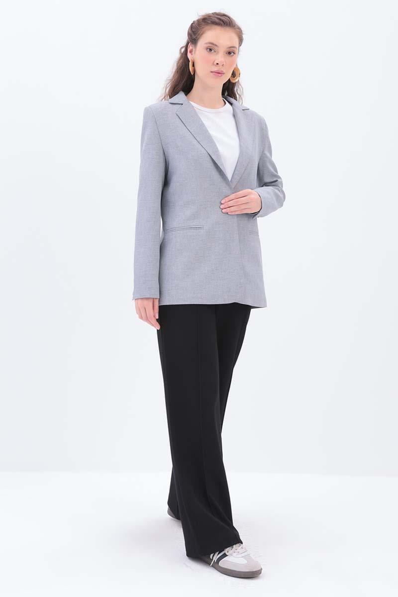 Gri-Astarlı Blazer Ceket