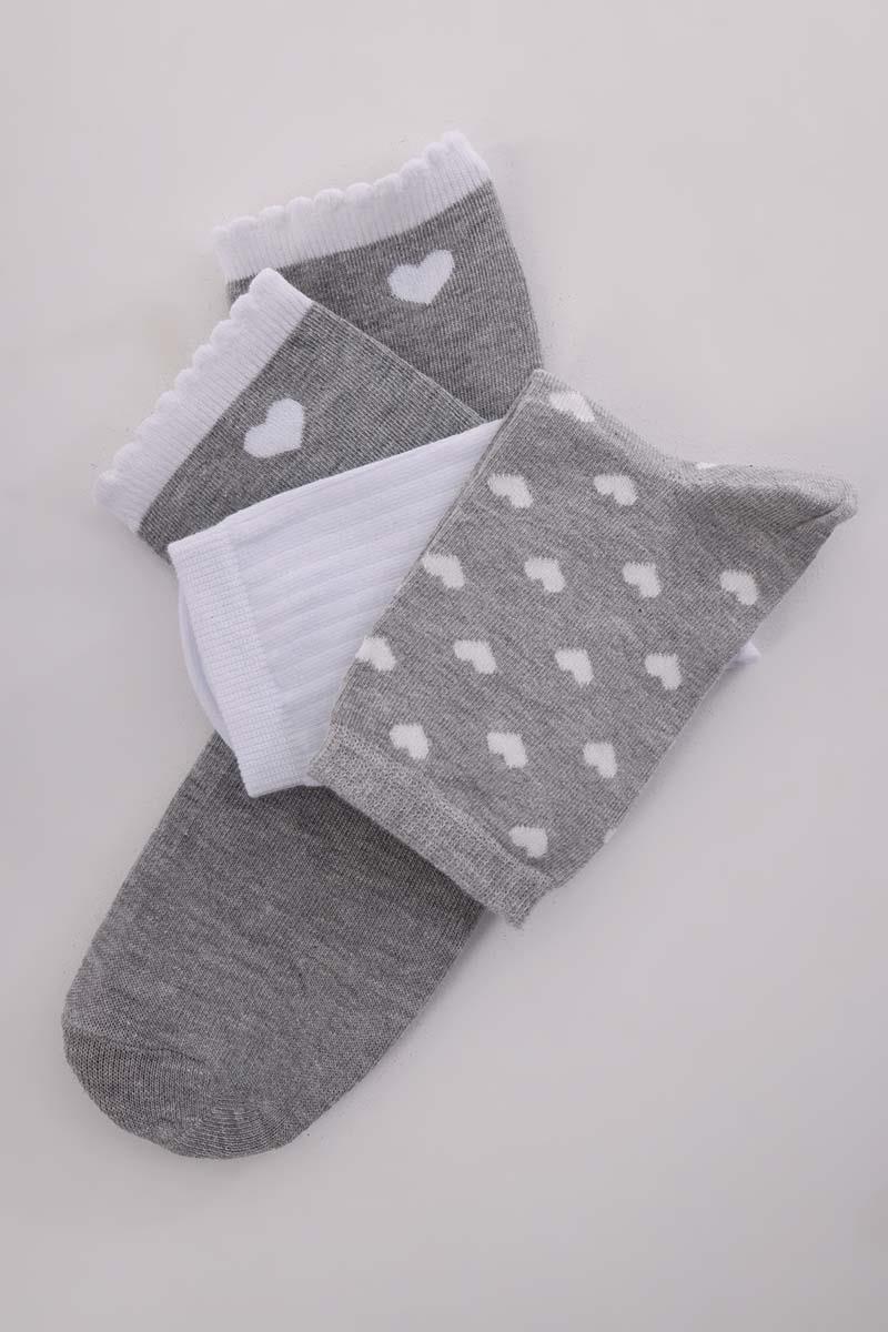 Gray-White-Grey-3 Piece Socket Socks Set