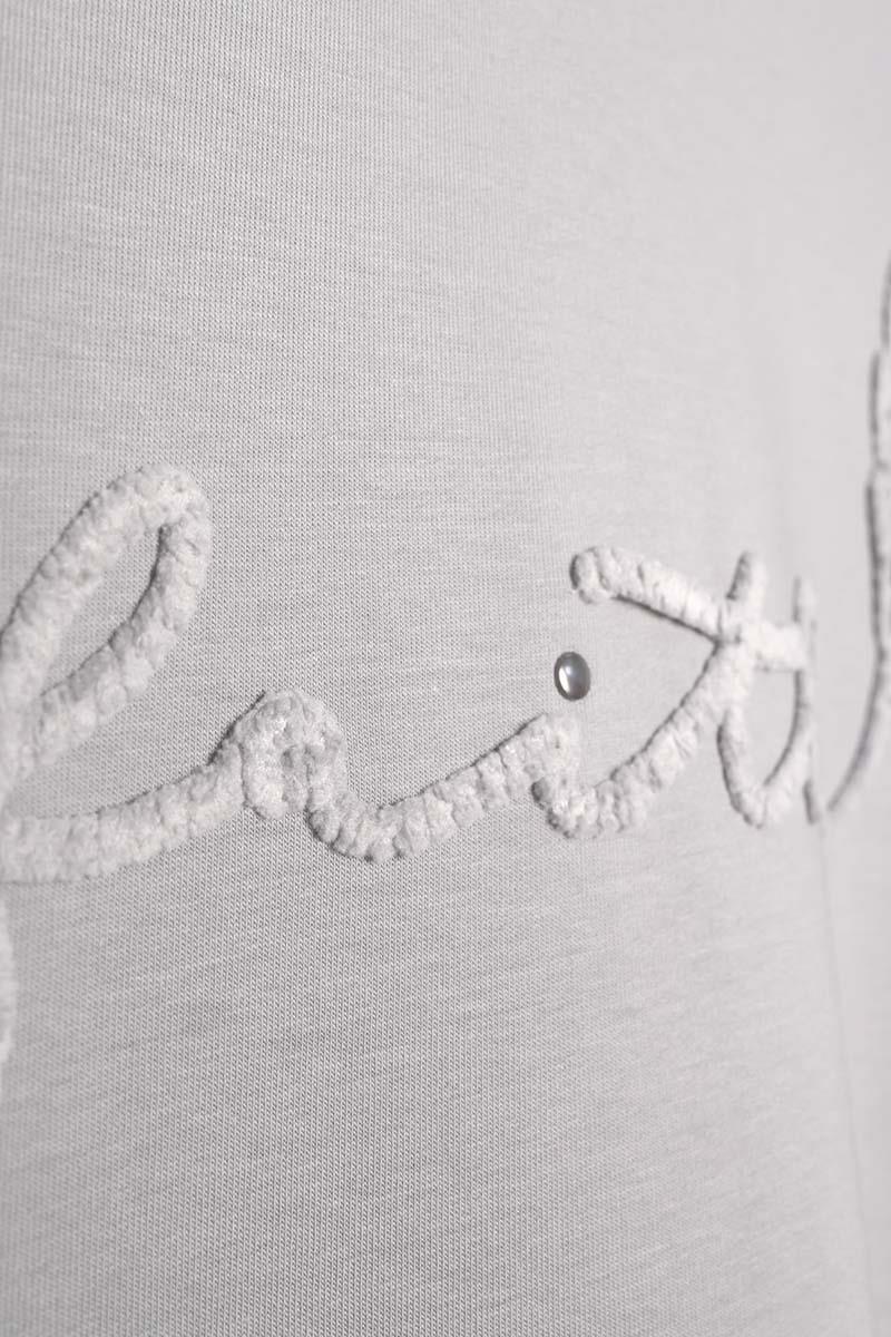 Gri-Faıth Yazılı Nakışlı Sweat Tunik