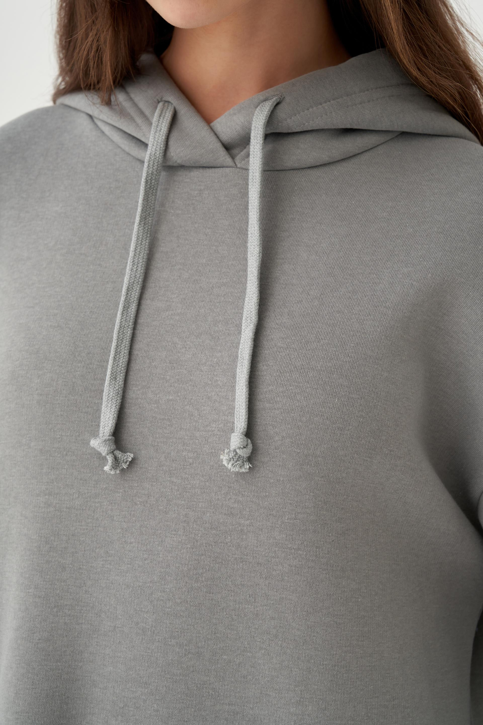 Gri-Kapüşonlu Basic Elbise