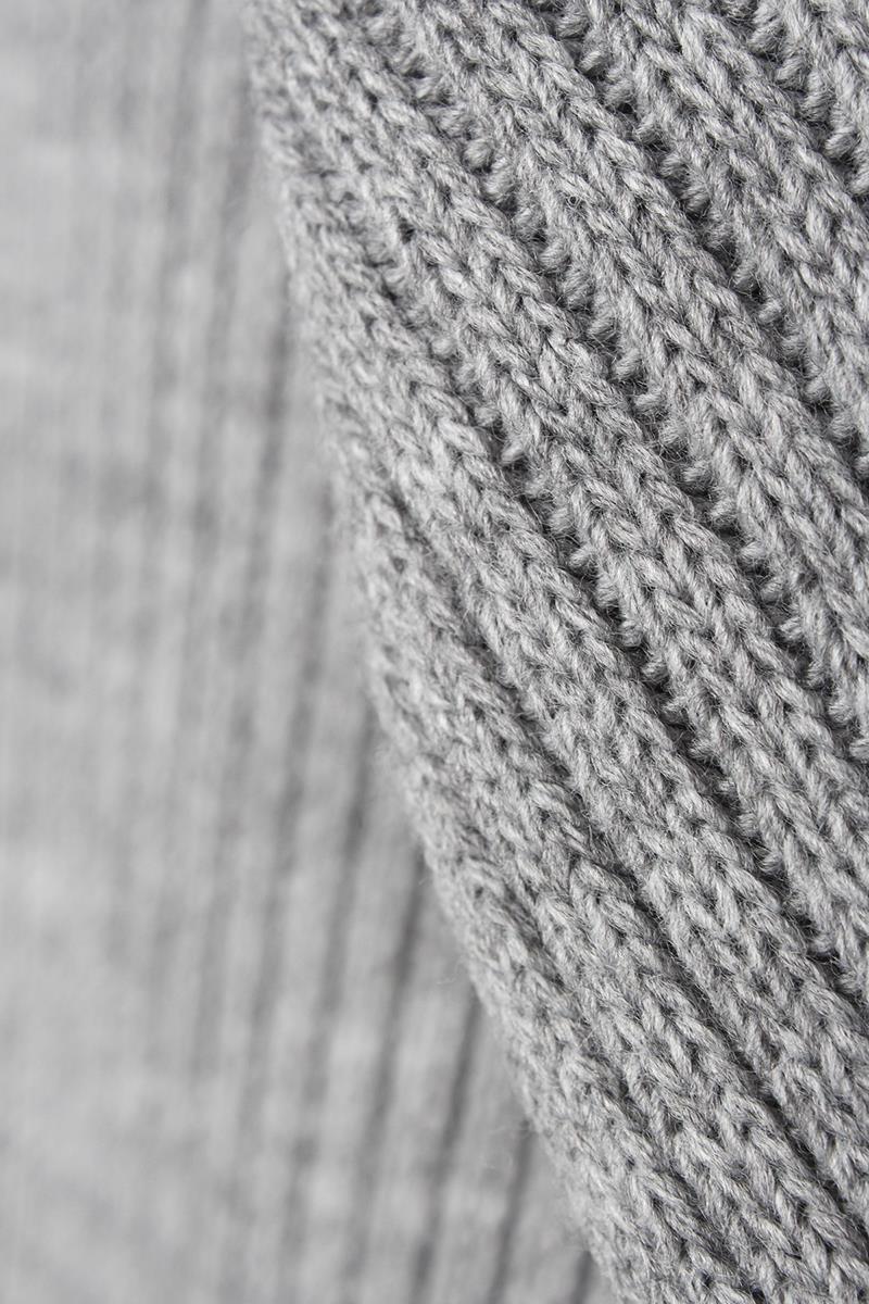 Cardigan long en maille côtelée gris chiné à ceinture