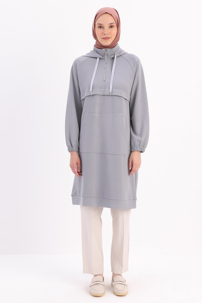 Gri-Ön Roba Dubleli Sweat Tunik