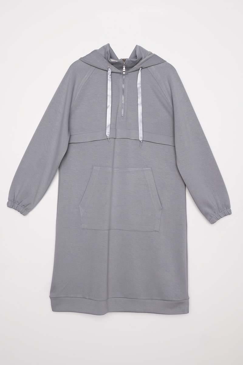Gri-Ön Roba Dubleli Sweat Tunik