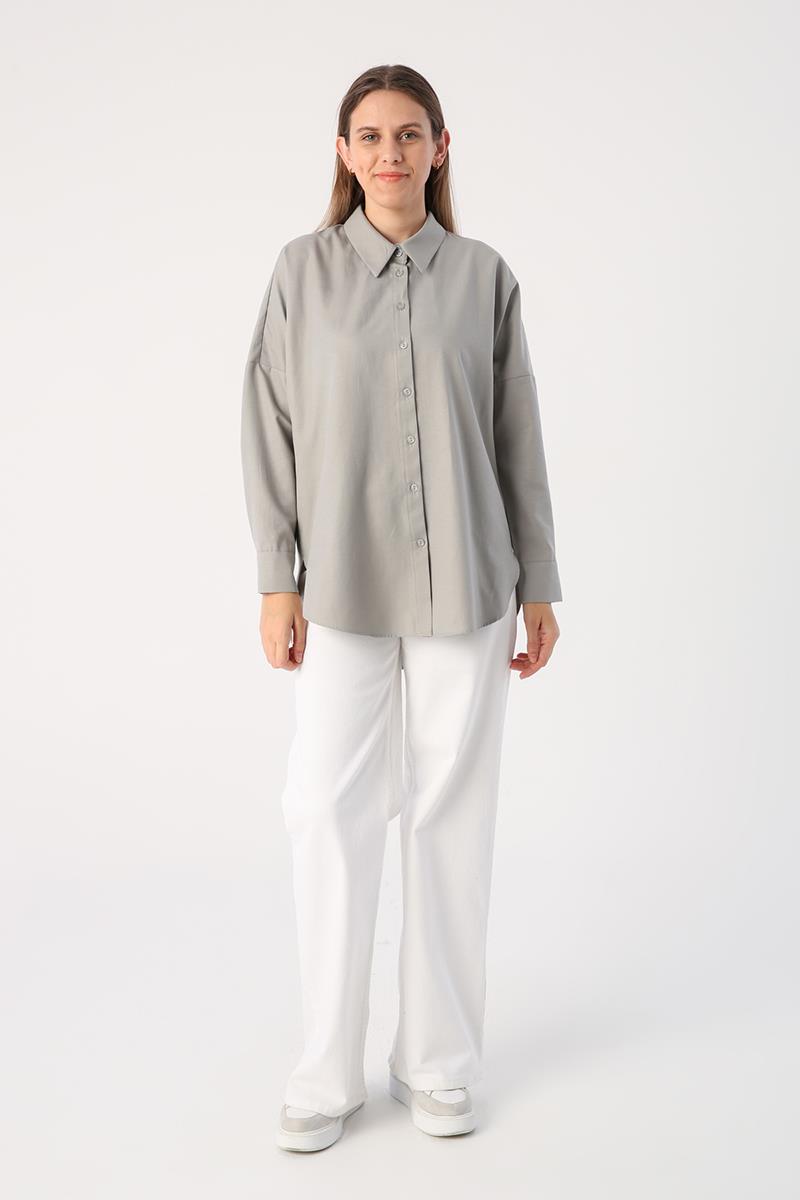 Grey01-Chemise basique surdimensionnée