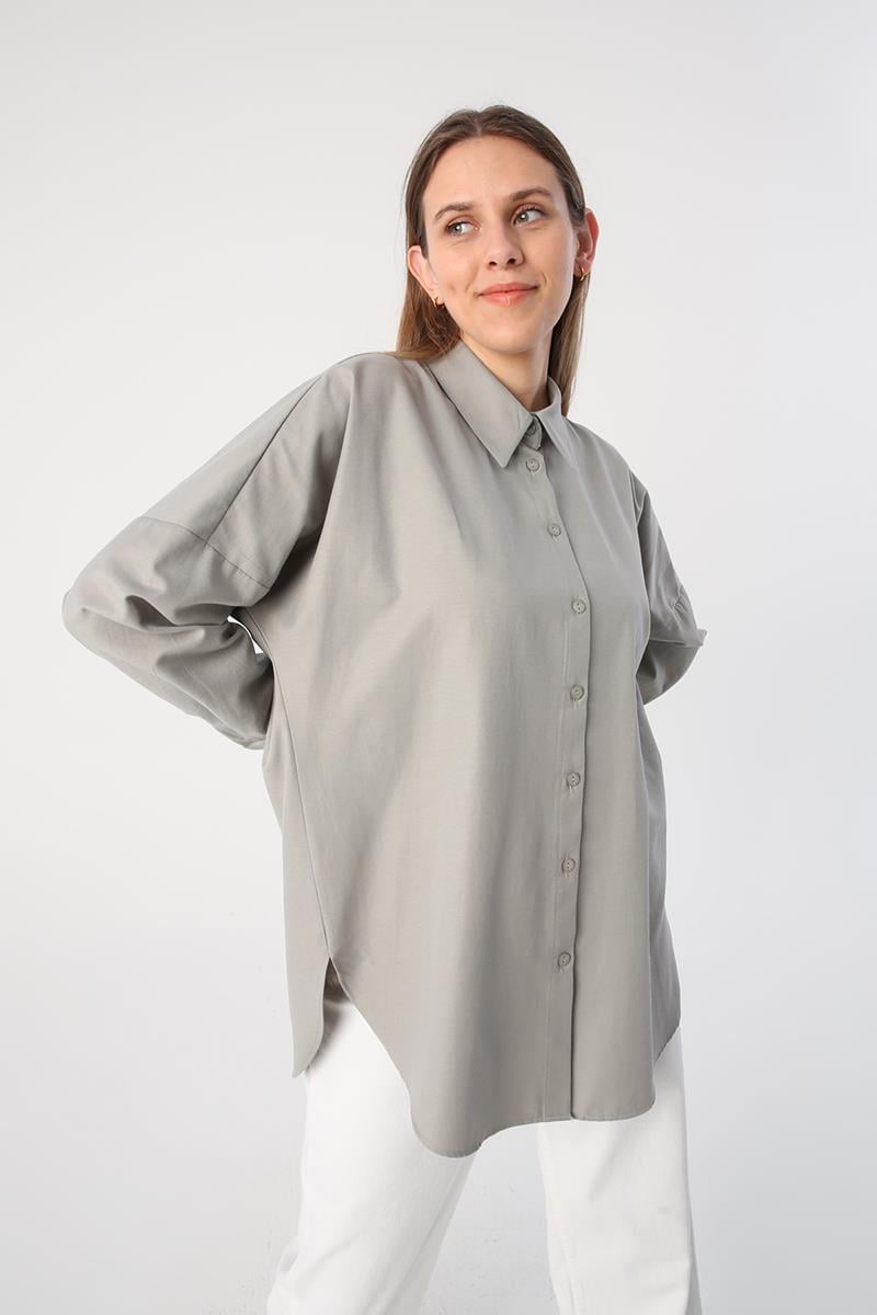 Grey01-Chemise basique surdimensionnée