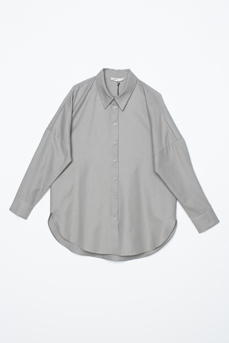Grey01-Chemise basique surdimensionnée