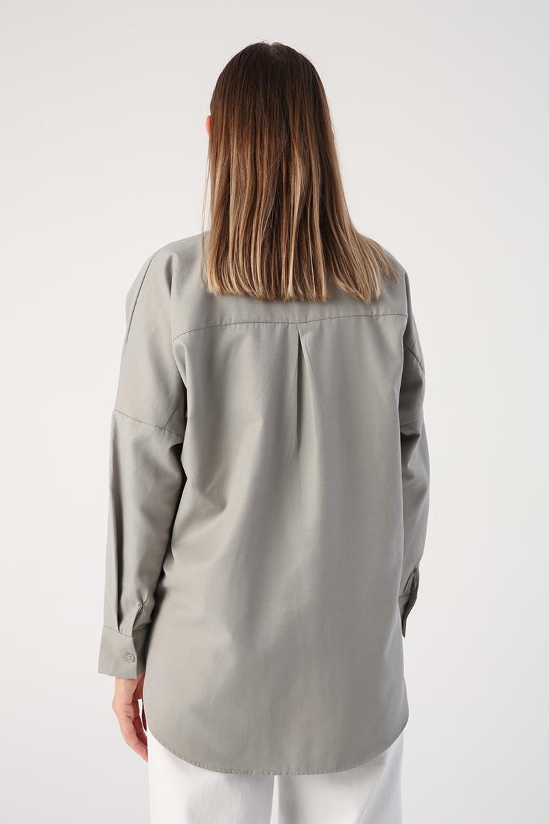 Grey01-Chemise basique surdimensionnée