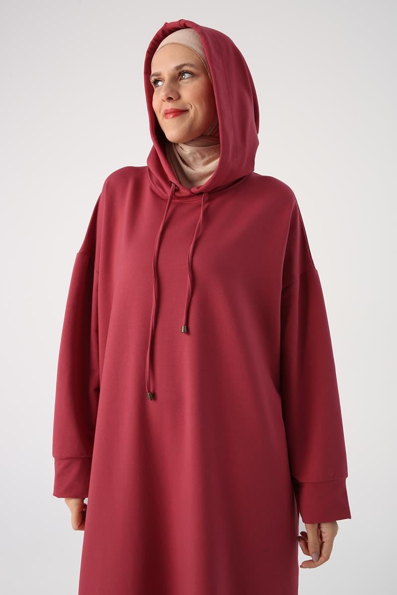 Rose-Robe tricotée basique à capuche grande taille