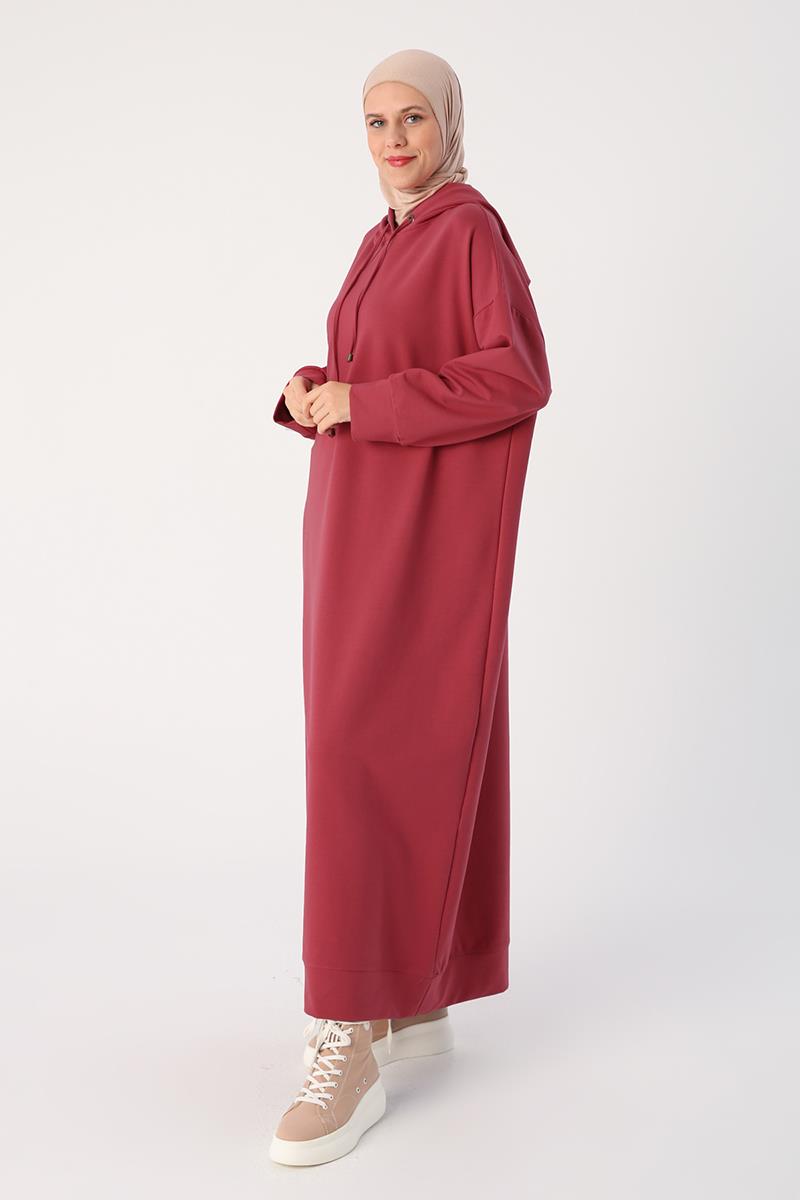 Rose-Robe tricotée basique à capuche grande taille