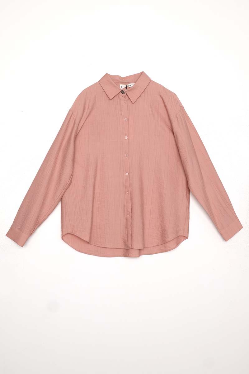 Gül-KÖŞE MANŞET DETAYLI ŞIK DÜĞMELİ GÖMLEK