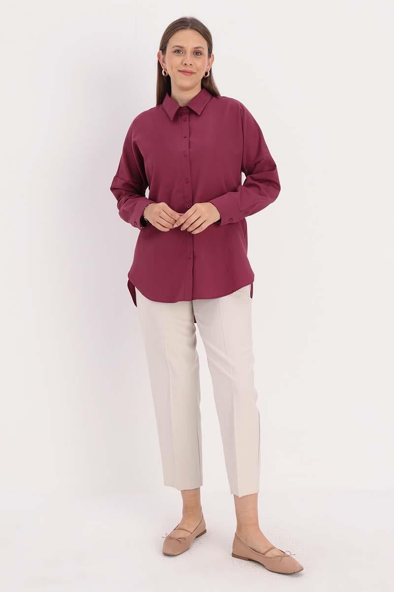 Dusty Rose-Oversize Basic Shirt