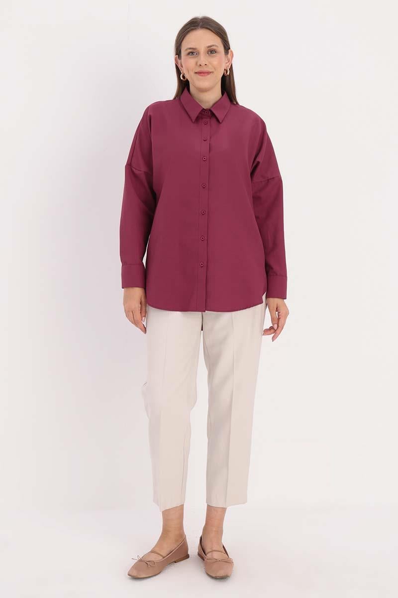 Dusty Rose-Oversize Basic Shirt