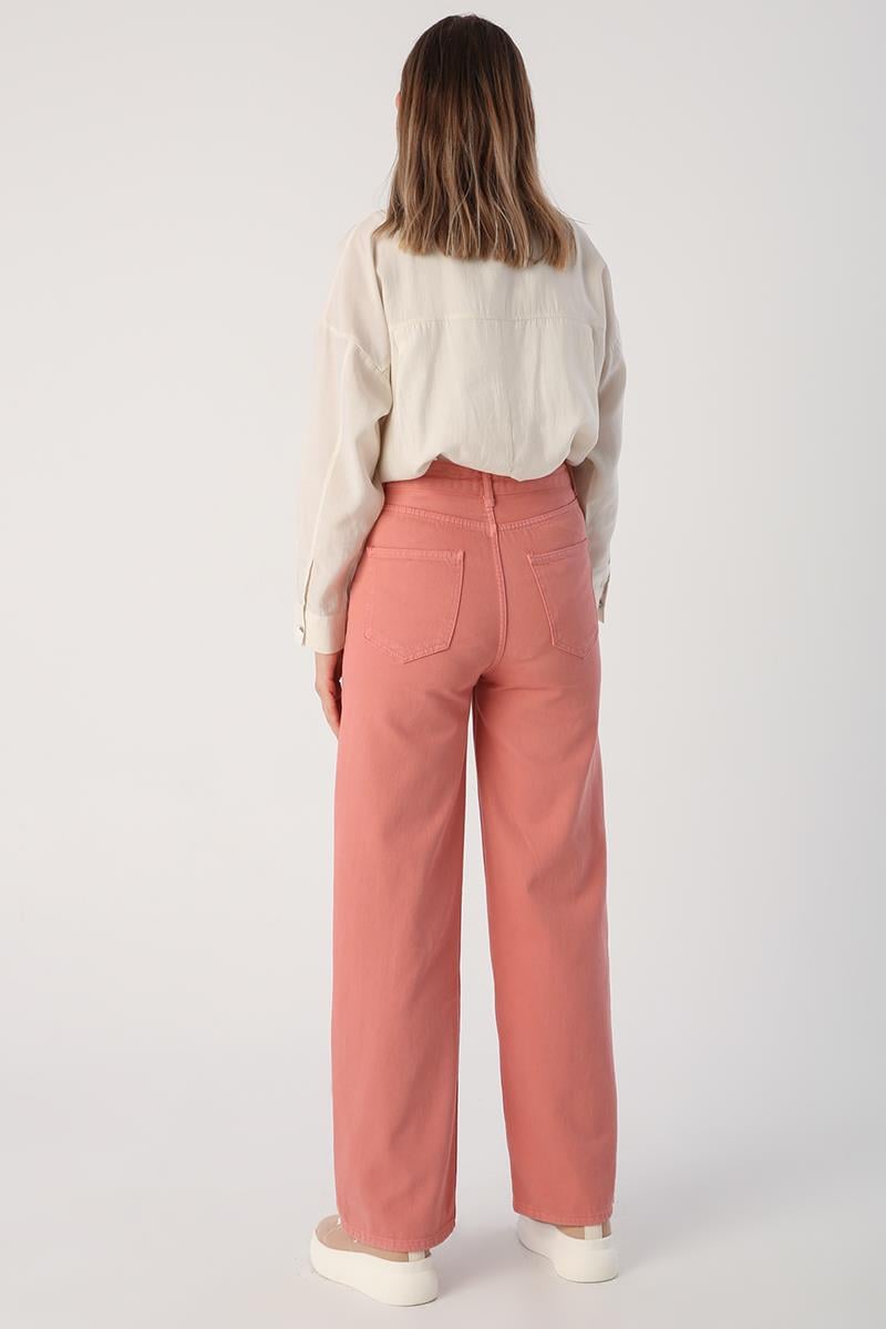 Gül-Comfortable Fit Wide Leg Trousers