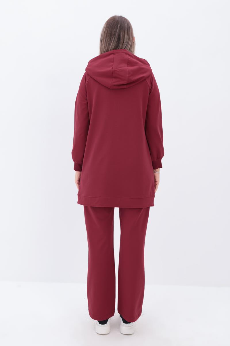 Gül-Yandan Fermuarlı Cepli Eşofman Takımı