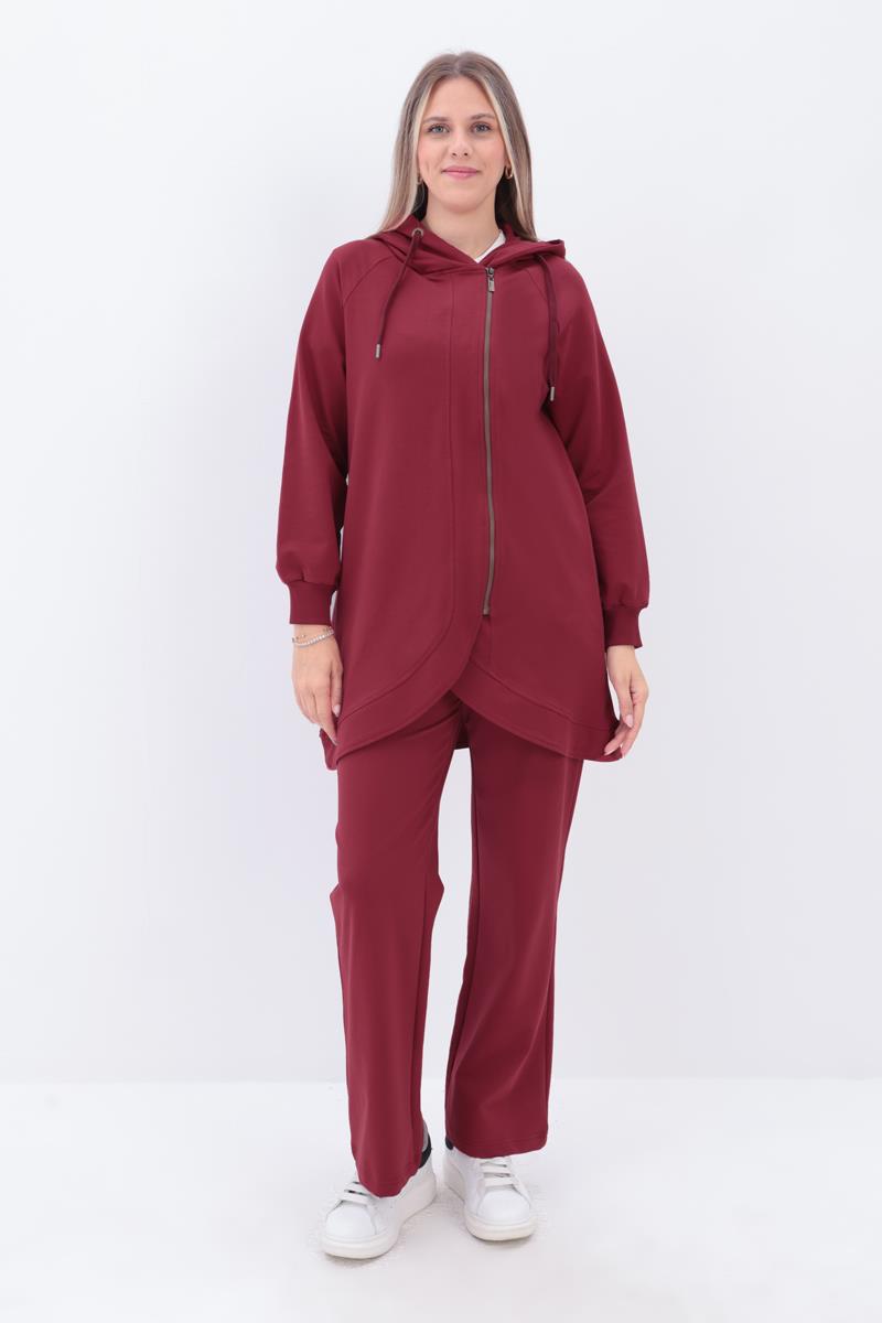 Gül-Yandan Fermuarlı Cepli Eşofman Takımı