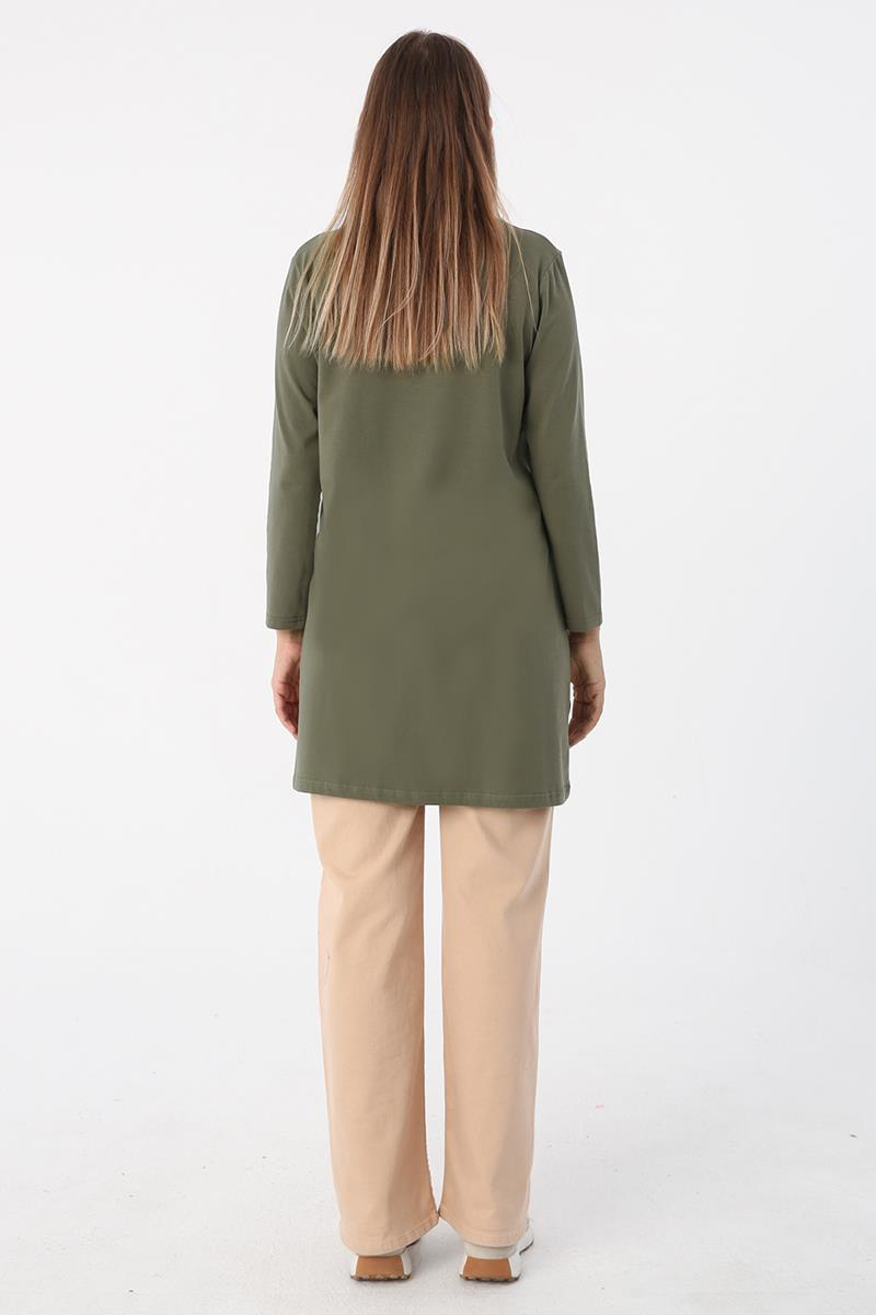 Haki-Basic Pamuklu Süprem Sweat Tunik