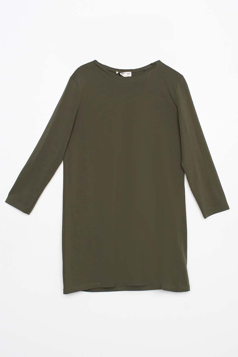 Haki-Basic Pamuklu Süprem Sweat Tunik